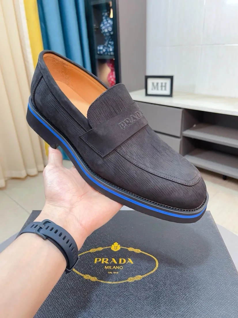 Men's shoes 💰540🌹🌹【PRADA Leather Shoes】Top purchasing agency Original imported Italian custom-made open-edge beaded cowhide leather surface, fully imported water-dyed breathable cowhide lining, original factory special molded sole super comfortable, size: 38-44
